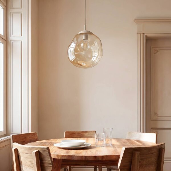 Lampa wisząca Lava TK Lighting, możliwość ściemniania, kremowy / amber, salon / jadalnia, szkło, nowoczesny