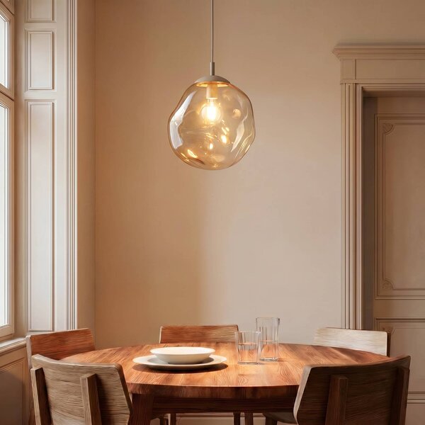 Lampa wisząca Lava TK Lighting, możliwość ściemniania, kremowy / amber, salon / jadalnia, szkło, nowoczesny