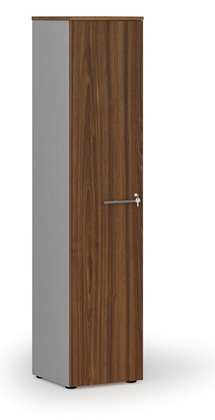 Szafa biurowa wąska PRIMO GRAY, 400 x 420 x 1781 mm, szary/orzech