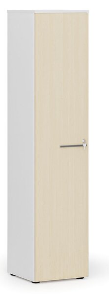 Szafa biurowa wąska PRIMO WHITE, 400 x 420 x 1781 mm, biały/brzoza
