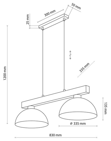 Lampa wisząca Oslo TK Lighting, możliwość ściemniania, brązowy / rdzawy, salon / jadalnia, metal, nowoczesny