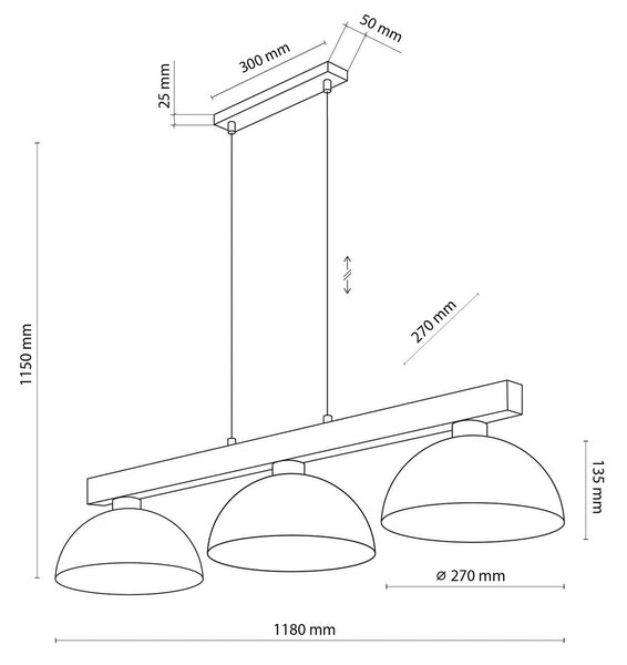 Lampa wisząca Oslo TK Lighting, możliwość ściemniania, brązowy / rdzawy, salon / jadalnia, metal, nowoczesny