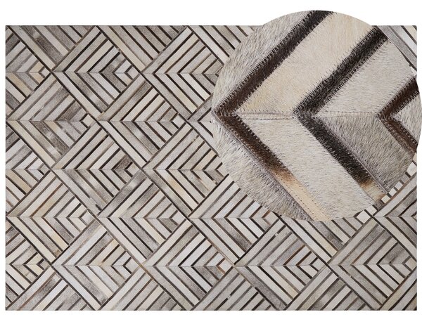 Dywan beżowy z naturalnej skóry patchwork łaciaty z włosiem 160 x 230 cm Tekir Beliani