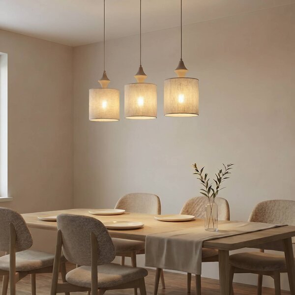 Lampa sufitowa Amura TK Lighting, możliwość ściemniania, kremowy / amber, salon / jadalnia, tkanina / materiał / jedwab, nowoczesny