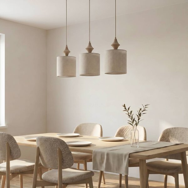 Lampa sufitowa Amura TK Lighting, możliwość ściemniania, kremowy / amber, salon / jadalnia, tkanina / materiał / jedwab, nowoczesny