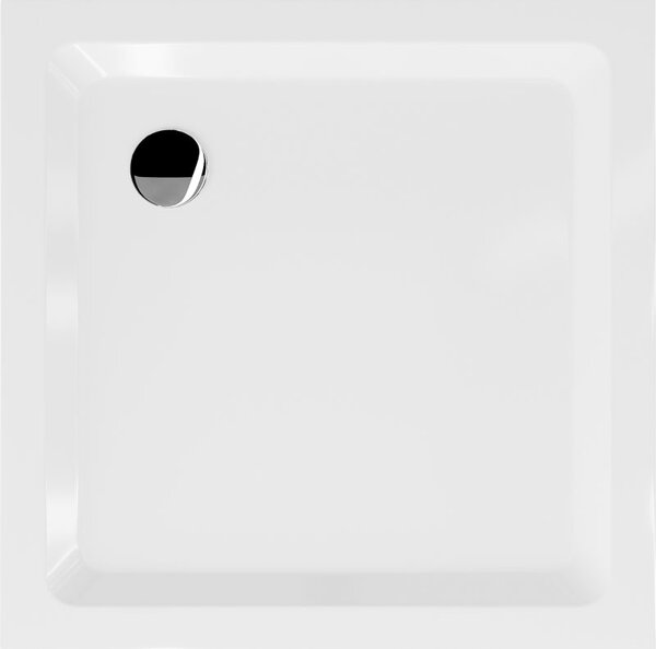 Mexen Flat brodzik kwadratowy slim 70 x 70 cm, biały, syfon chrom - 40107070