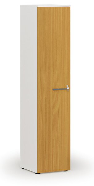 Szafa biurowa wąska PRIMO WHITE, 400 x 420 x 1781 mm, biały/buk