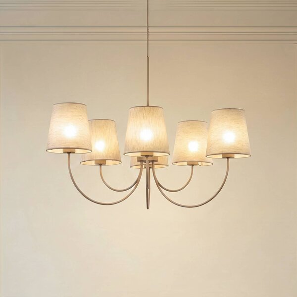Żyrandol Candi TK Lighting, możliwość ściemniania, kremowy / amber, salon / jadalnia, tkanina / materiał / jedwab, nowoczesny