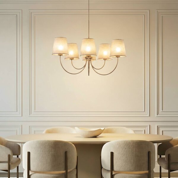 Żyrandol Candi TK Lighting, możliwość ściemniania, kremowy / amber, salon / jadalnia, tkanina / materiał / jedwab, nowoczesny