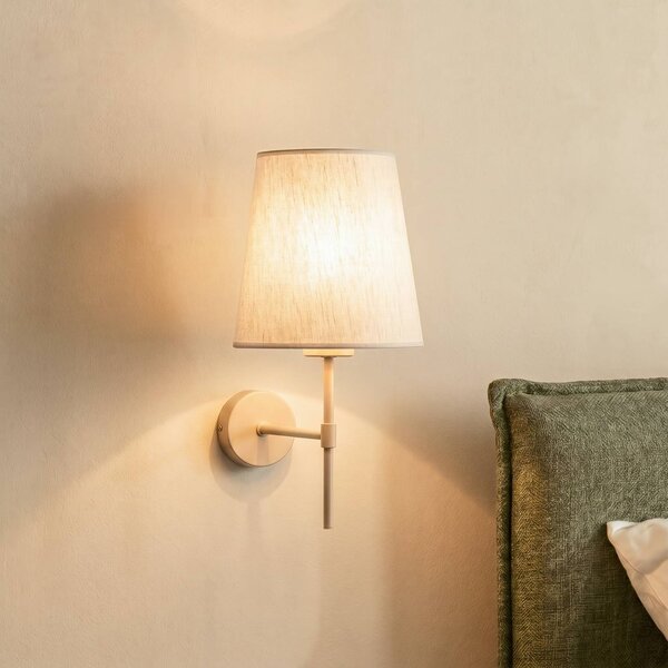 Kinkiet Elizabeth TK Lighting, możliwość ściemniania, kremowy / amber, salon / jadalnia, tkanina / materiał / jedwab, nowoczesny