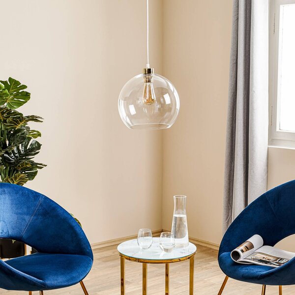 Lampa wisząca szklana Cubus TK Lighting, możliwość ściemniania, przezroczysty / transparentny, salon / jadalnia, szkło, nowoczesny
