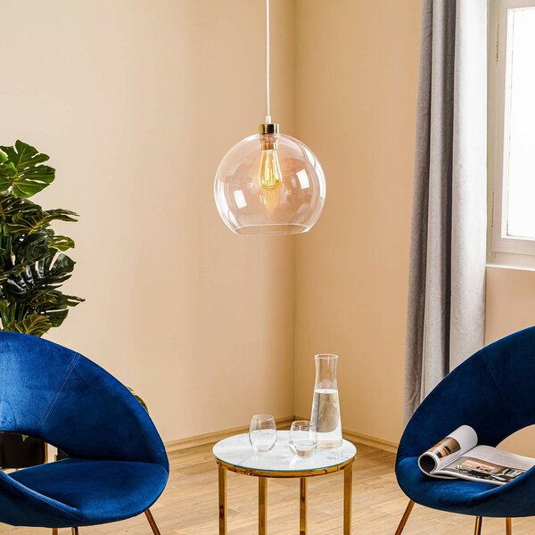 Lampa wisząca szklana Cubus TK Lighting, możliwość ściemniania, przezroczysty / transparentny, salon / jadalnia, szkło, nowoczesny