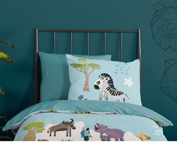Niebieska pościel dziecięca jednoosobowa 140x220 cm Wild Life – Good Morning