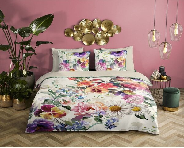 Pościel jednoosobowa z bawełny organicznej Descanso Flower Garden, 140x220 cm