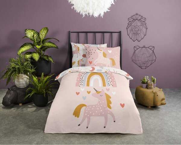 Dziecięca pościel bawełniana Good Morning Unicorn, 140x220 cm