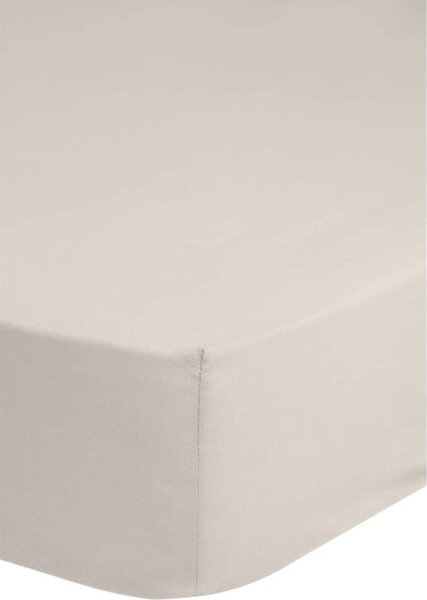 Beżowe bawełniane prześcieradło elastyczne Good Morning, 90x200 cm