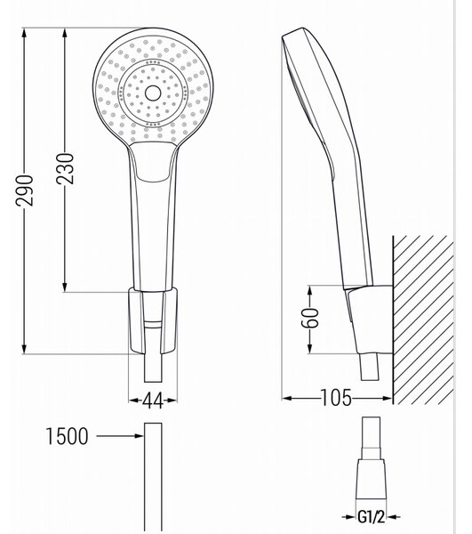 Mexen Pecos R05 zestaw wannowy, czarny - 72713R05-70
