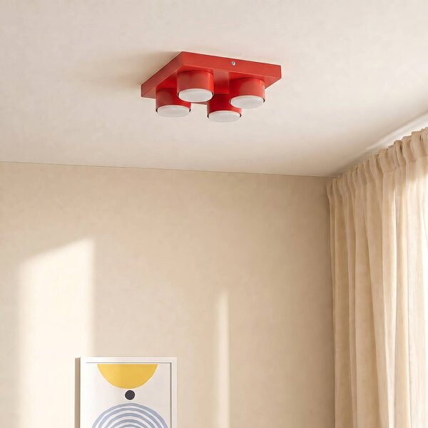 Lampa sufitowa Brix TK Lighting, możliwość ściemniania, czerwony, salon / jadalnia, metal, nowoczesny