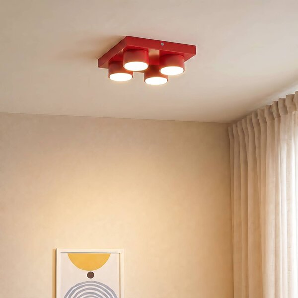 Lampa sufitowa Brix TK Lighting, możliwość ściemniania, czerwony, salon / jadalnia, metal, nowoczesny