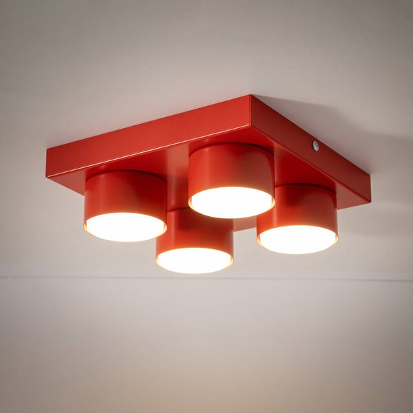 Lampa sufitowa Brix TK Lighting, możliwość ściemniania, czerwony, salon / jadalnia, metal, nowoczesny
