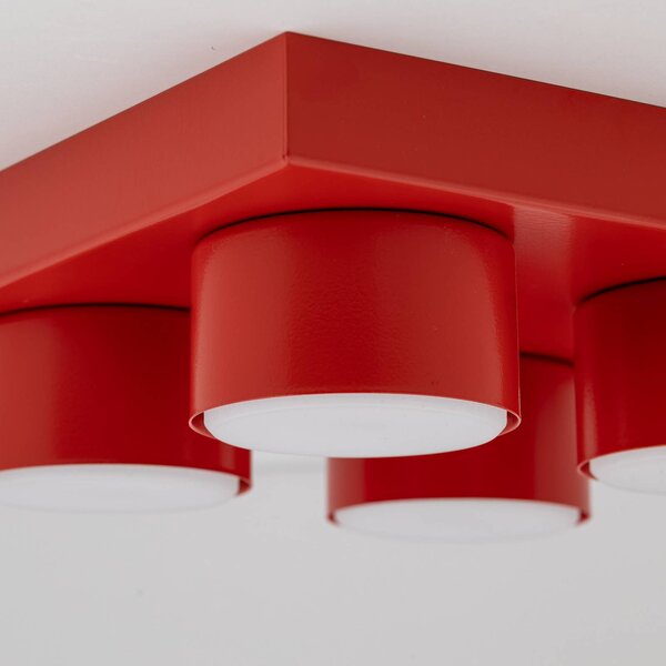 Lampa sufitowa Brix TK Lighting, możliwość ściemniania, czerwony, salon / jadalnia, metal, nowoczesny