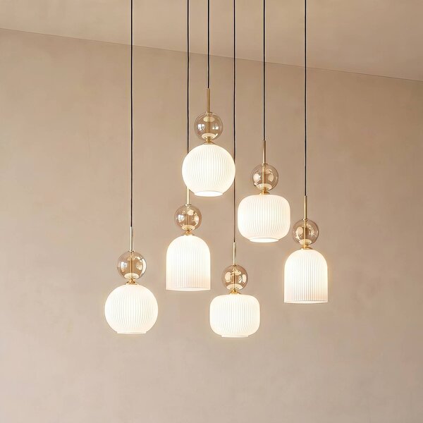 Lampa wisząca Sophia TK Lighting, możliwość ściemniania, biały / opal, salon / jadalnia, szkło, nowoczesny