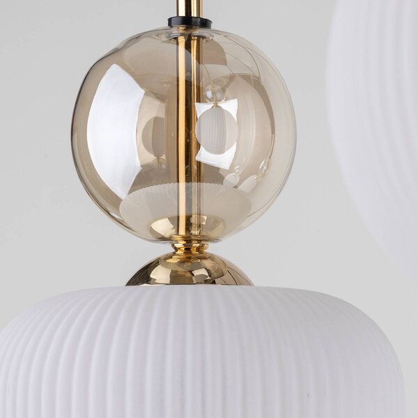 Lampa wisząca Sophia TK Lighting, możliwość ściemniania, biały / opal, salon / jadalnia, szkło, nowoczesny