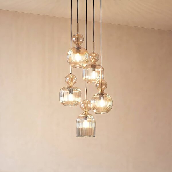 Lampa wisząca Sophia TK Lighting, możliwość ściemniania, aluminiowy / szary / cynkowy, salon / jadalnia, szkło, nowoczesny