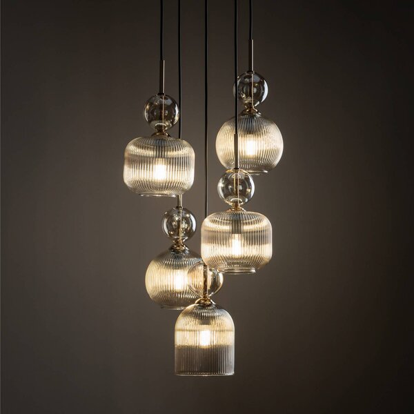Lampa wisząca Sophia TK Lighting, możliwość ściemniania, aluminiowy / szary / cynkowy, salon / jadalnia, szkło, nowoczesny