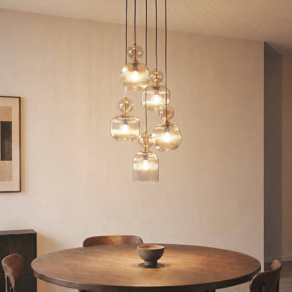 Lampa wisząca Sophia TK Lighting, możliwość ściemniania, aluminiowy / szary / cynkowy, salon / jadalnia, szkło, nowoczesny