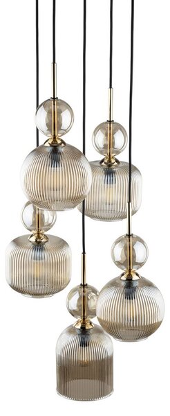 Lampa wisząca Sophia TK Lighting, możliwość ściemniania, aluminiowy / szary / cynkowy, salon / jadalnia, szkło, nowoczesny