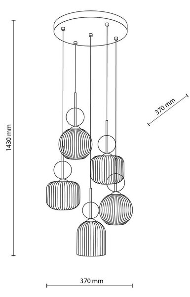 Lampa wisząca Sophia TK Lighting, możliwość ściemniania, aluminiowy / szary / cynkowy, salon / jadalnia, szkło, nowoczesny
