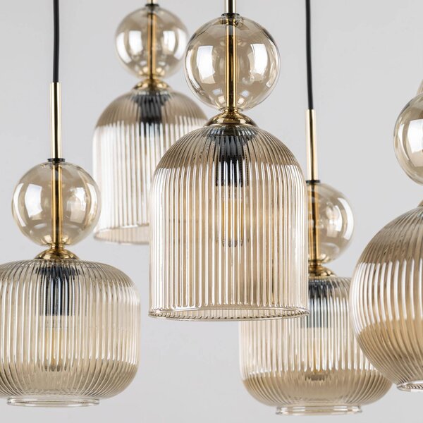 Lampa wisząca Sophia TK Lighting, możliwość ściemniania, aluminiowy / szary / cynkowy, salon / jadalnia, szkło, nowoczesny