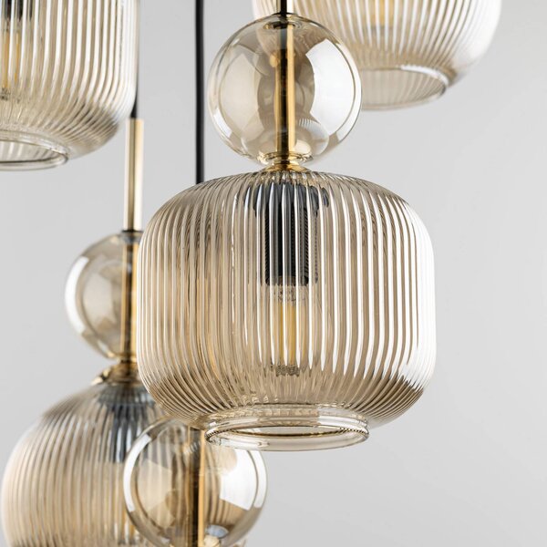 Lampa wisząca Sophia TK Lighting, możliwość ściemniania, aluminiowy / szary / cynkowy, salon / jadalnia, szkło, nowoczesny