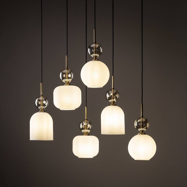 Lampa wisząca Sophia TK Lighting, możliwość ściemniania, biały / opal, salon / jadalnia, szkło, nowoczesny