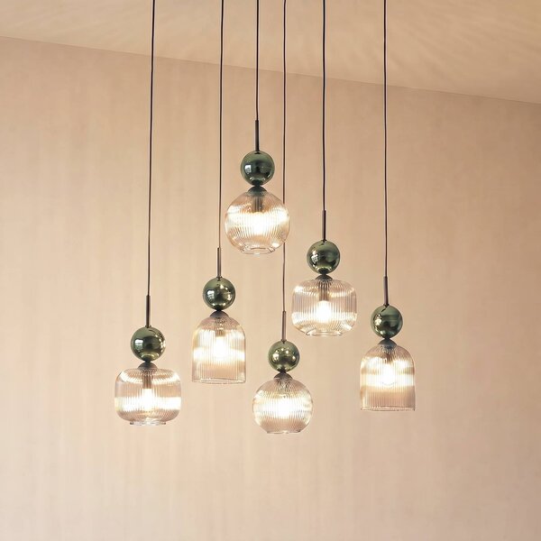 Lampa wisząca Sophia TK Lighting, możliwość ściemniania, zielony, salon / jadalnia, szkło, nowoczesny
