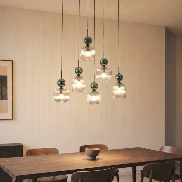 Lampa wisząca Sophia TK Lighting, możliwość ściemniania, zielony, salon / jadalnia, szkło, nowoczesny