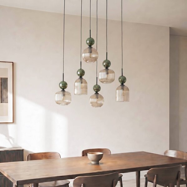 Lampa wisząca Sophia TK Lighting, możliwość ściemniania, zielony, salon / jadalnia, szkło, nowoczesny
