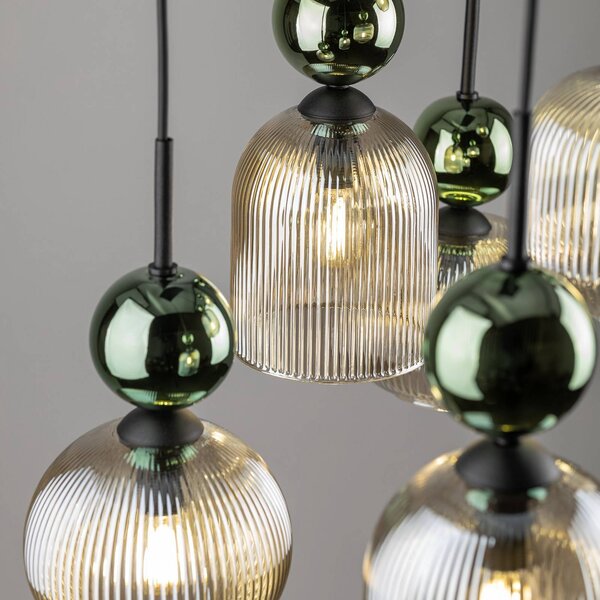 Lampa wisząca Sophia TK Lighting, możliwość ściemniania, zielony, salon / jadalnia, szkło, nowoczesny