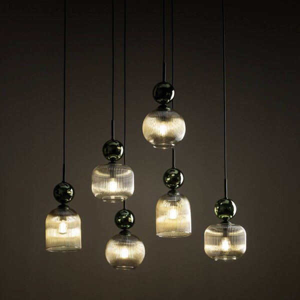 Lampa wisząca Sophia TK Lighting, możliwość ściemniania, zielony, salon / jadalnia, szkło, nowoczesny