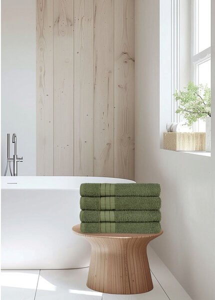 Ciemnozielone bawełniane ręczniki zestaw 4 szt. frotte 50x100 cm – Good Morning