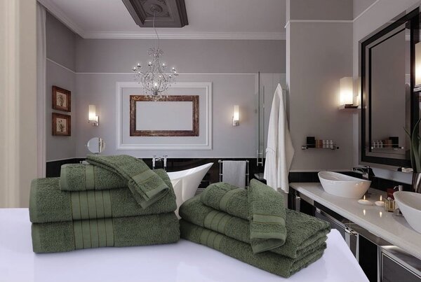Ciemnozielone bawełniane ręczniki zestaw 4 szt. frotte 50x100 cm – Good Morning