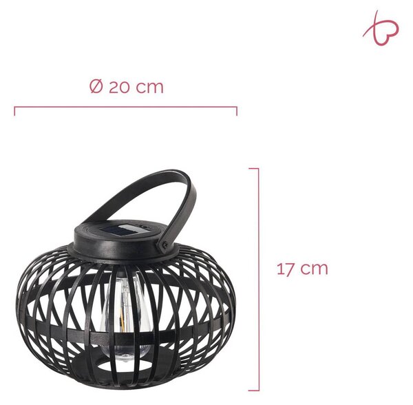 Pauleen Lampa stołowa LED z panelem słonecznym SUNSHINE BLISS, czarna, 17 cm, BLISS, czarny, bambus, młodzieżowy