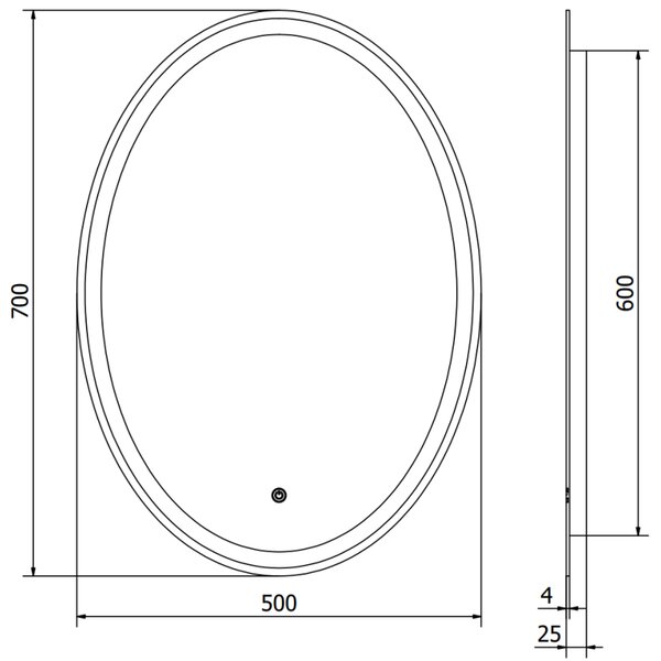 Mexen Elz lustro łazienkowe podświetlane 50 x 70 cm, LED 6000K, antypara - 9802-050-070-611-00