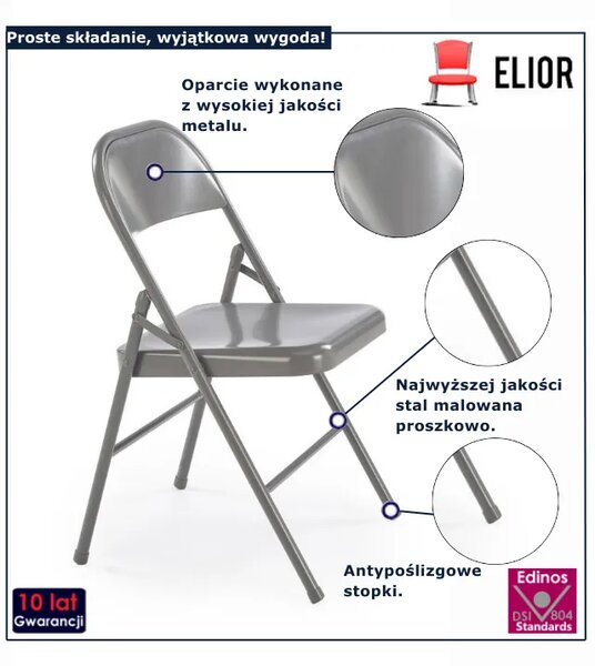 Nowoczesne szare składane krzesło L8-K84