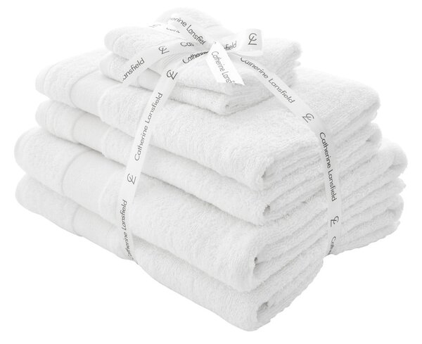 Białe bawełniane ręczniki frotte zestaw 6 szt. Anti-Bacterial – Catherine Lansfield