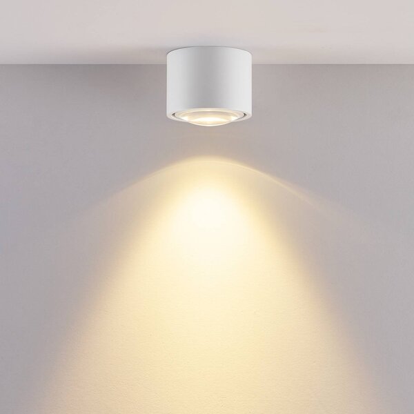 Molto Luce Zewnętrzna lampa sufitowa zewnętrzna LED MAG MINI, biała, Ø 9 cm, CCT, możliwość ściemniania, biały / opal, łazienka, aluminium, nowoczesny