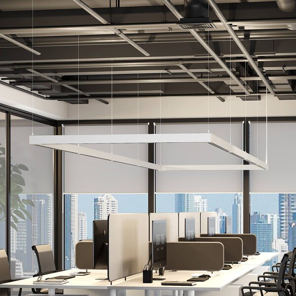 Molto Luce Żyrandol LED PERFORA PROLINE M, biały, 106 cm, DALI (światło skierowane w możliwość ściemniania, biały / opal, salon / jadalnia, aluminium, nowoczesny