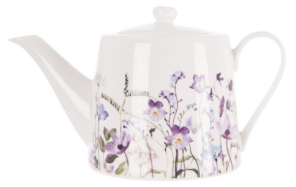 Biało-fioletowy porcelanowy dzbanek do herbaty 1 l Louka – Orion