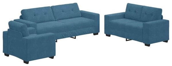 Sofa 3 szt. niebieski tkanina lniana